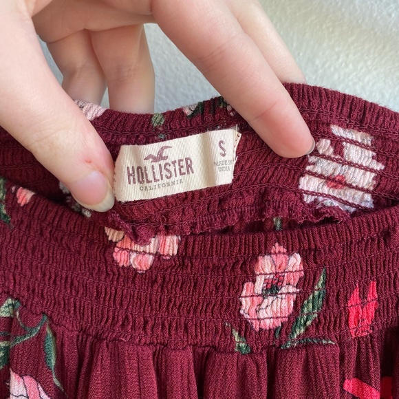 HOLLISTER Off the Shoulder Ballon Sleeve Crop Top Floral Small - Picture 5 of 6